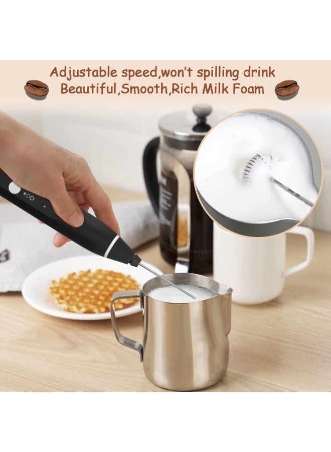 Portable Electric Milk Frother – USB Rechargeable, Dual Whisks for Creamy Froth and Beverage Mixing - Image 2